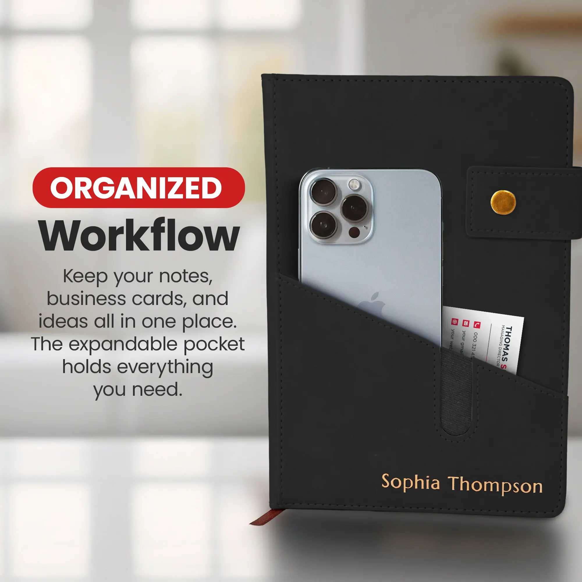 Custom Notebook with Pocket - Black